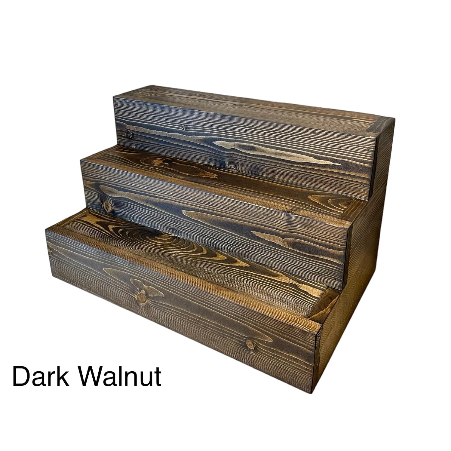 Handmade Tiered Display Shelving – Three Tier Bar Display – Bar Organizer – Liquor Bottle Display (18″ with Back, Black)