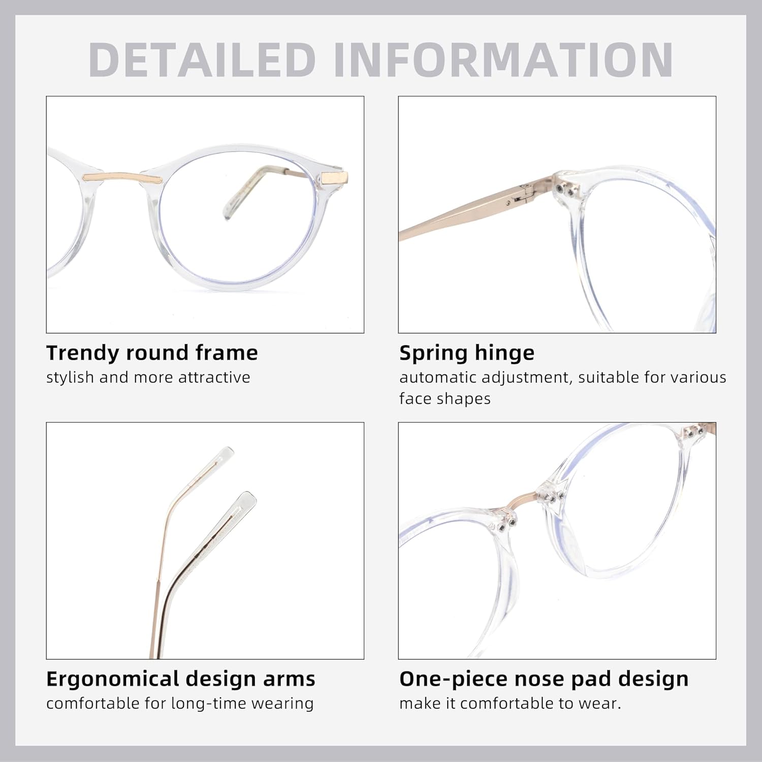 SOPHILY Gafas de lectura redondas para mujeres y hombres, multienfoque progresivolente ampliada completa, bloqueador de luz azul