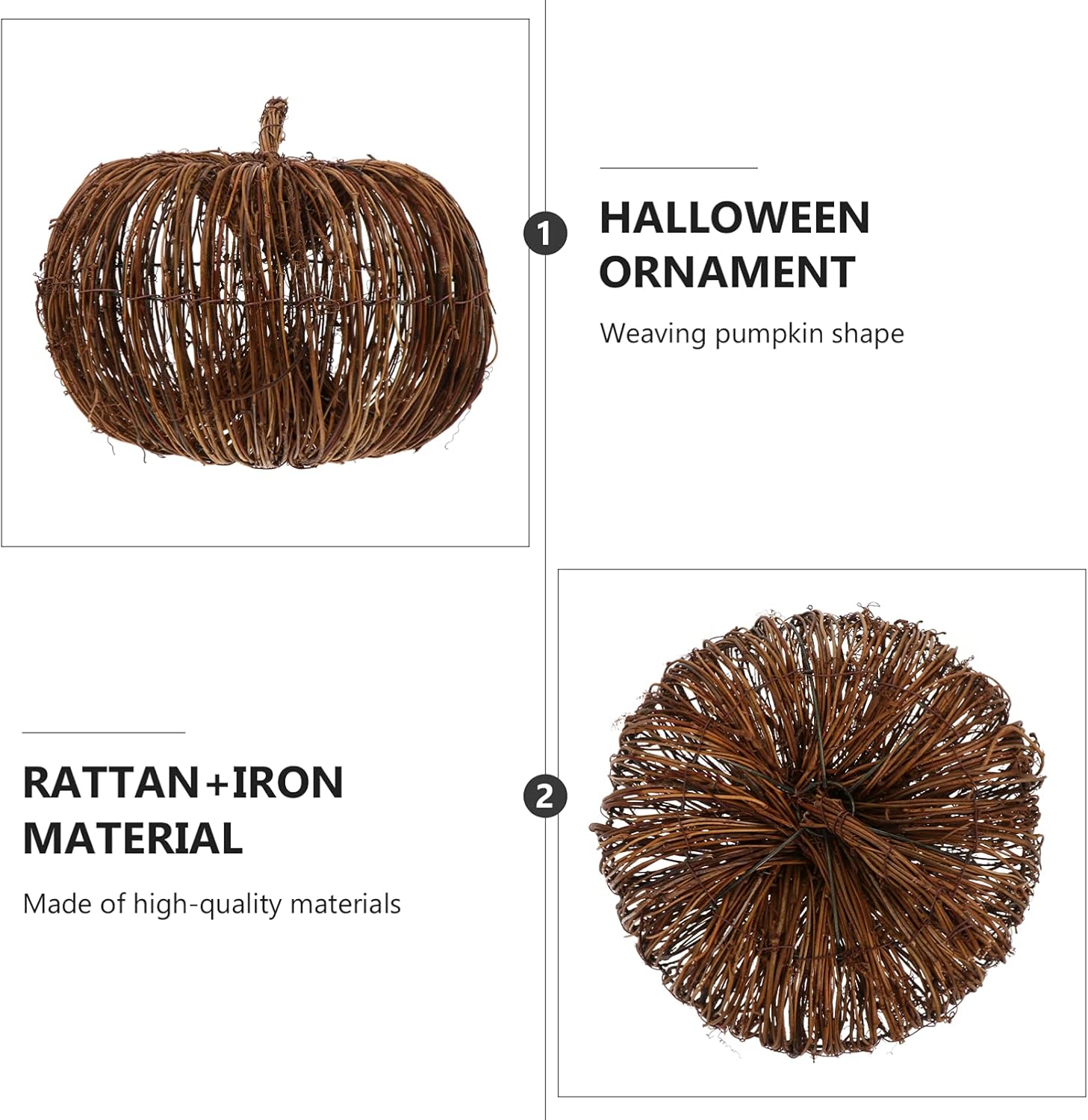 Sewroro Calabazas artificiales de mimbre de ratán de calabaza tejida, 1 unidad, Acción de Gracias, Halloween, cosecha de otoño, decoraciones