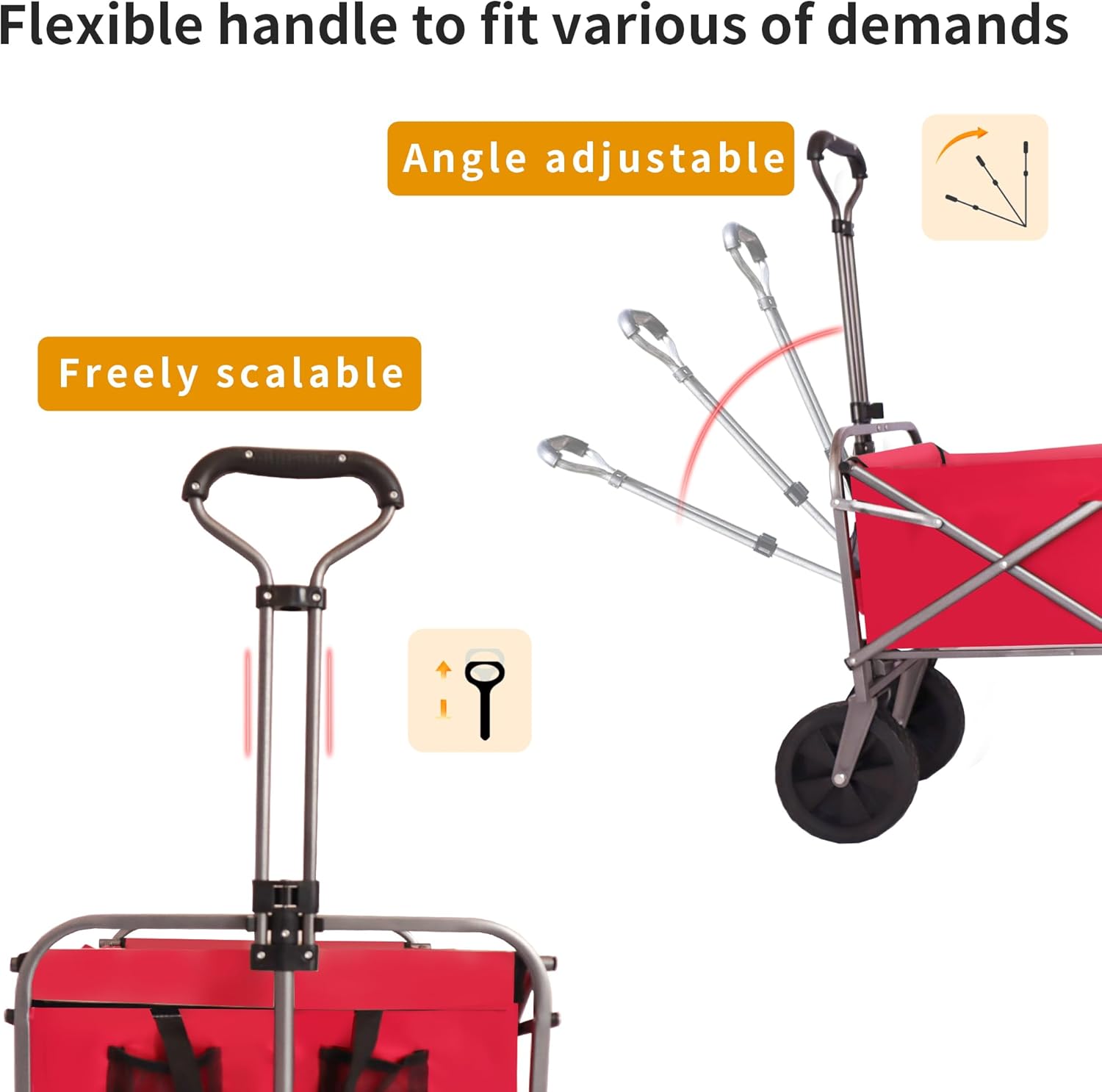Carro plegable micro multiusos para jardín al aire libre, carrito plegable para acampar, rojo