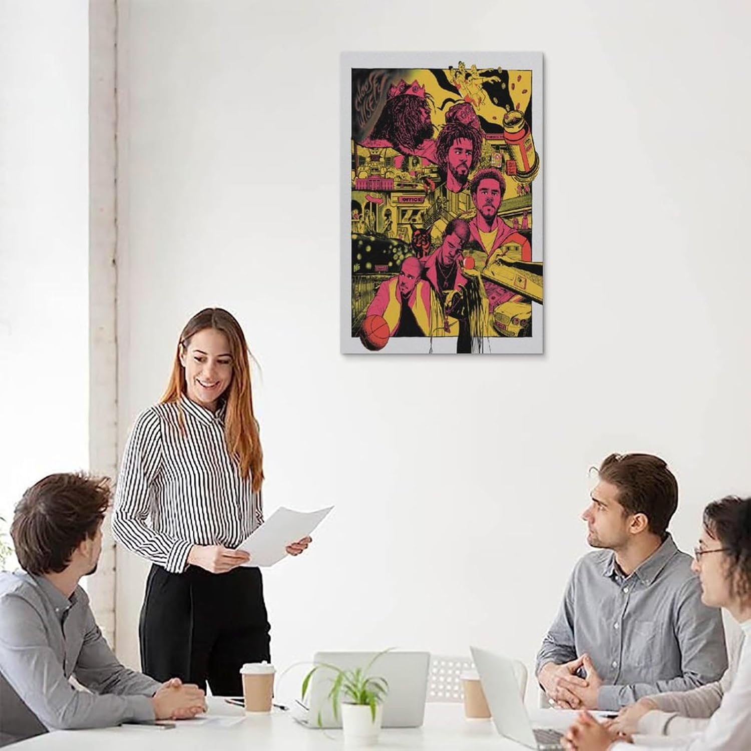 MOZEU J Cole – Póster de cómic de rapero hip-hop, para habitación, estética, arte de pared, decoración de dormitorio, 12 x 18 pulgadas (11.8 x 17.7