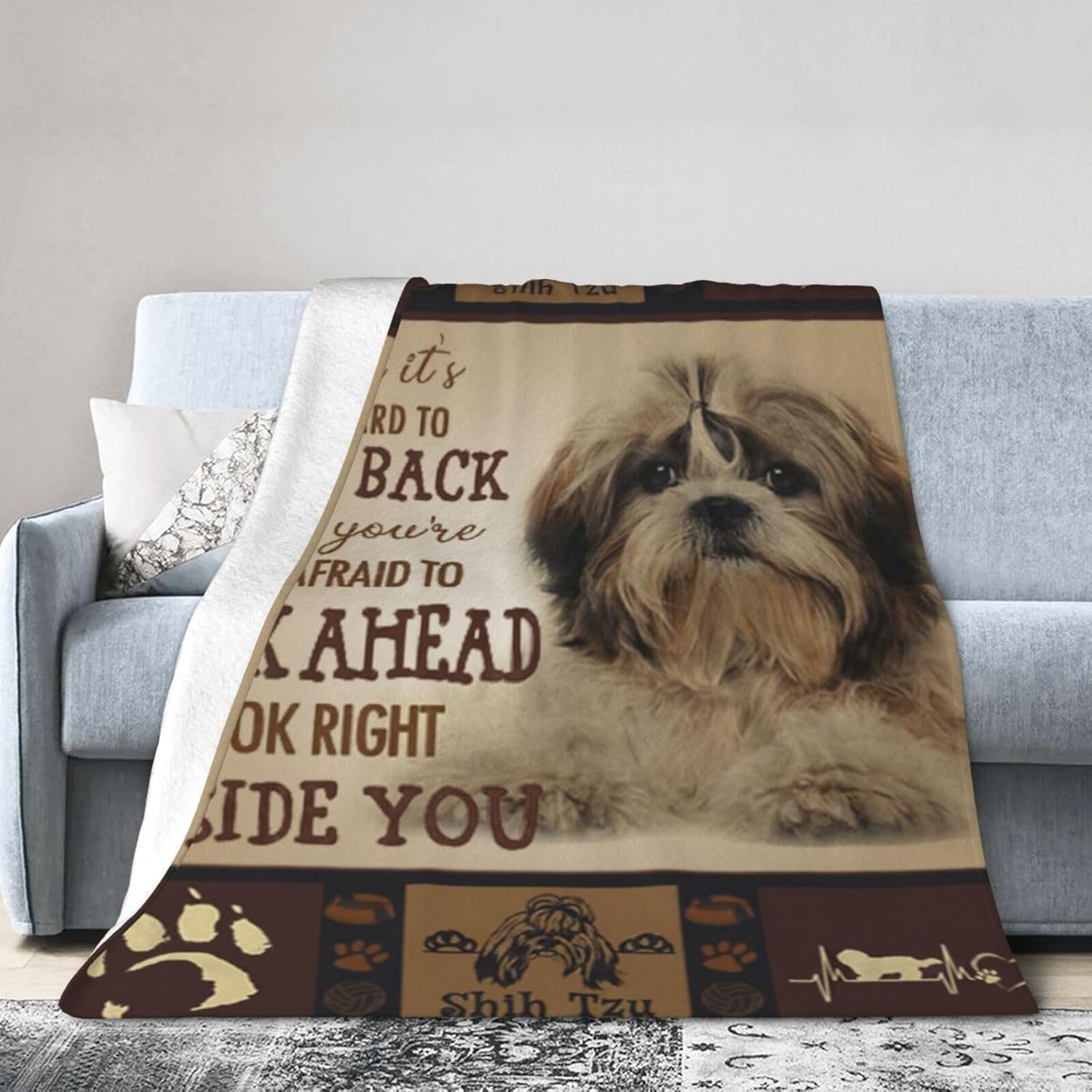Shih Tzu – Manta de animal para perro, ultra suave, ligera, antibolitas, acogedora manta de vellón para todas las estaciones, dormitorio, sala de