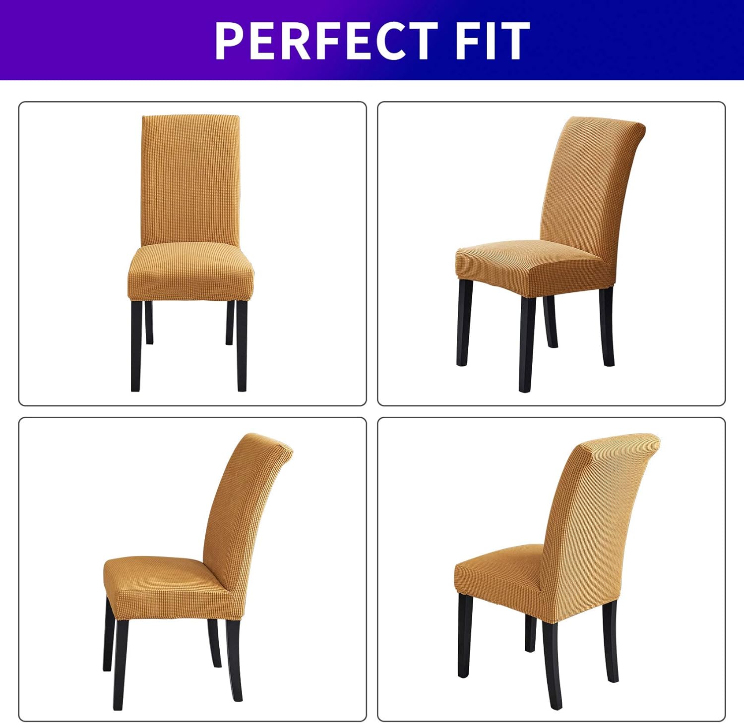 Fundas para sillas de comedor (juego de 2, 4 o 6) extraíbles, lavables, fundas protectoras de tela suave y elástica, para hogar, fiesta, hotel,