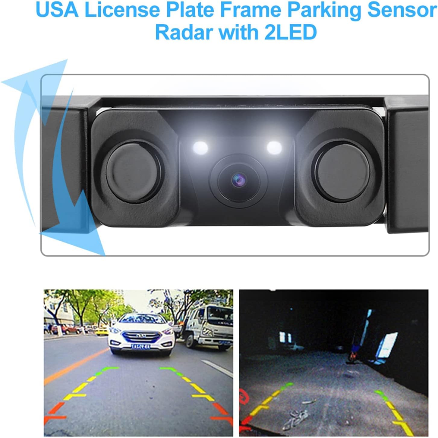 Kit de sensor de respaldo de cámara de copia de seguridad 3 en 1 Marco de matrícula de coche Sensor de estacionamiento radar retrovisor cámara de