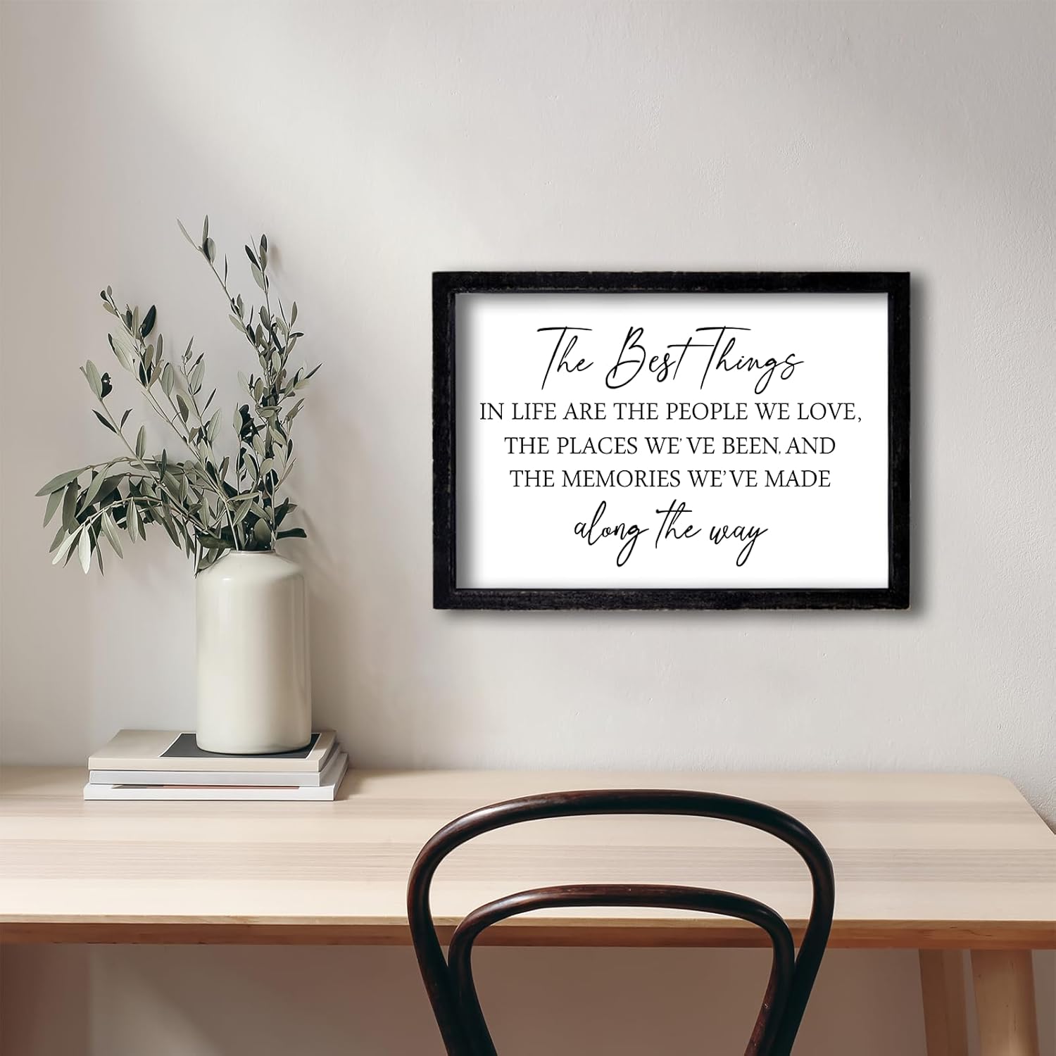 Comurdyo Letrero de las mejores cosas en la vida de 15.7 x 11 pulgadas, recuerdos de madera enmarcados, citas inspiradoras, decoración de pared,