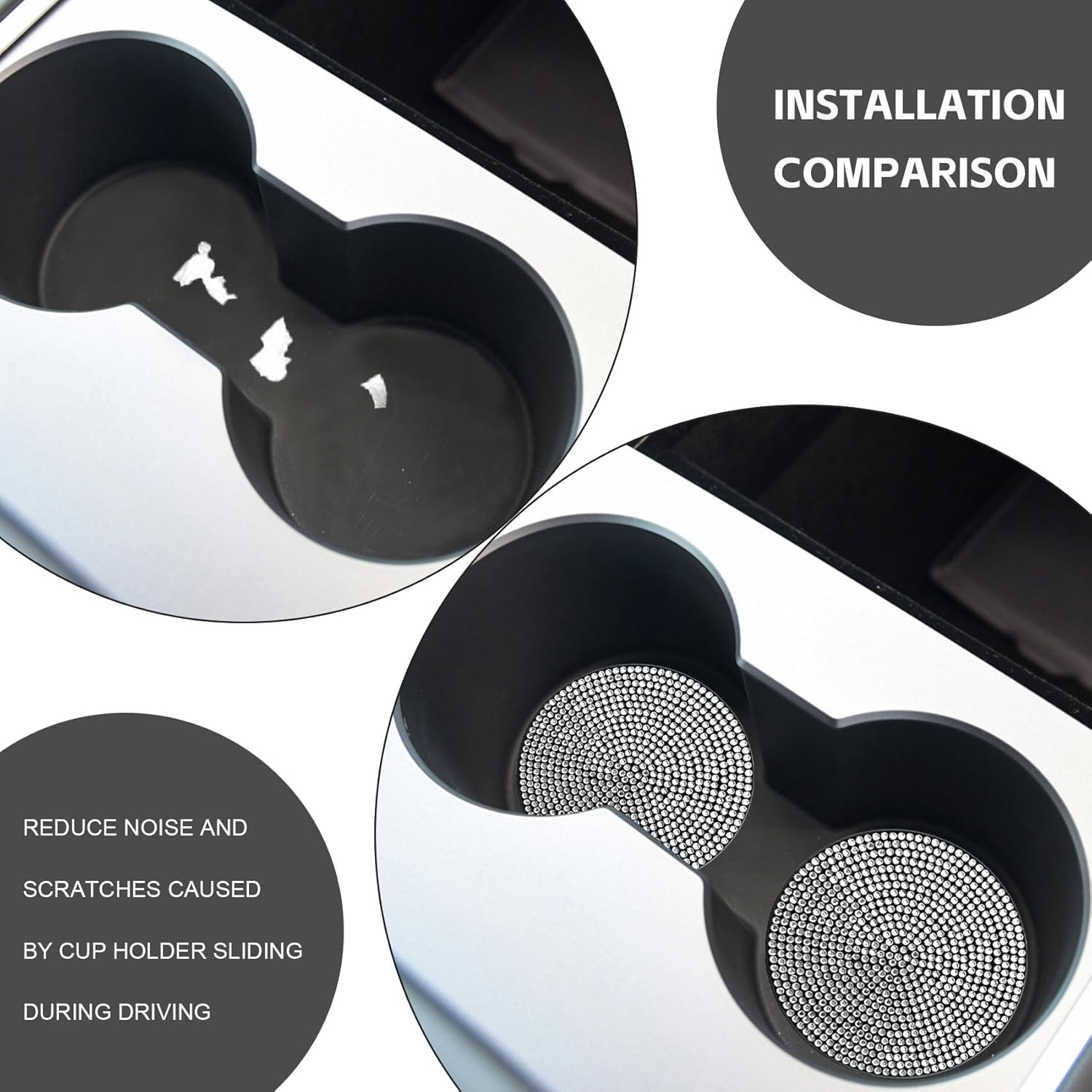 QUICTO 4 posavasos brillantes para la mayoría de los interiores de automóviles, portavasos con diamantes de imitación de cristal completo son