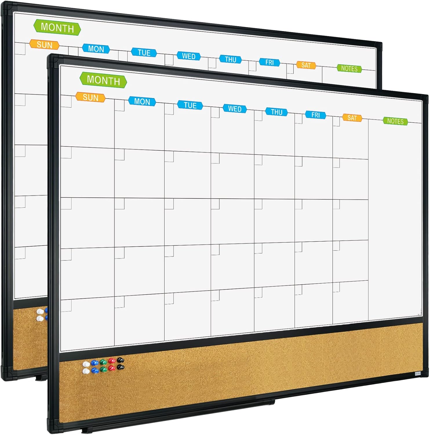 JILoffice Calendario magnético con combinación de pizarra blanca y tablero de corchos de anuncios, tablero combinado de 36 x 24 pulgadas, paquete de