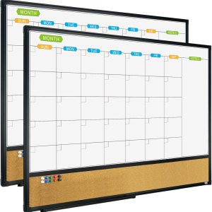 JILoffice Calendario magnético con combinación de pizarra blanca y tablero de corchos de anuncios, tablero combinado de 36 x 24 pulgadas, paquete de JILoffice Calendario magnético con combinación de pizarra blanca y tablero de corchos de anuncios, tablero combinado de 36 x 24 pulgadas, paquete de