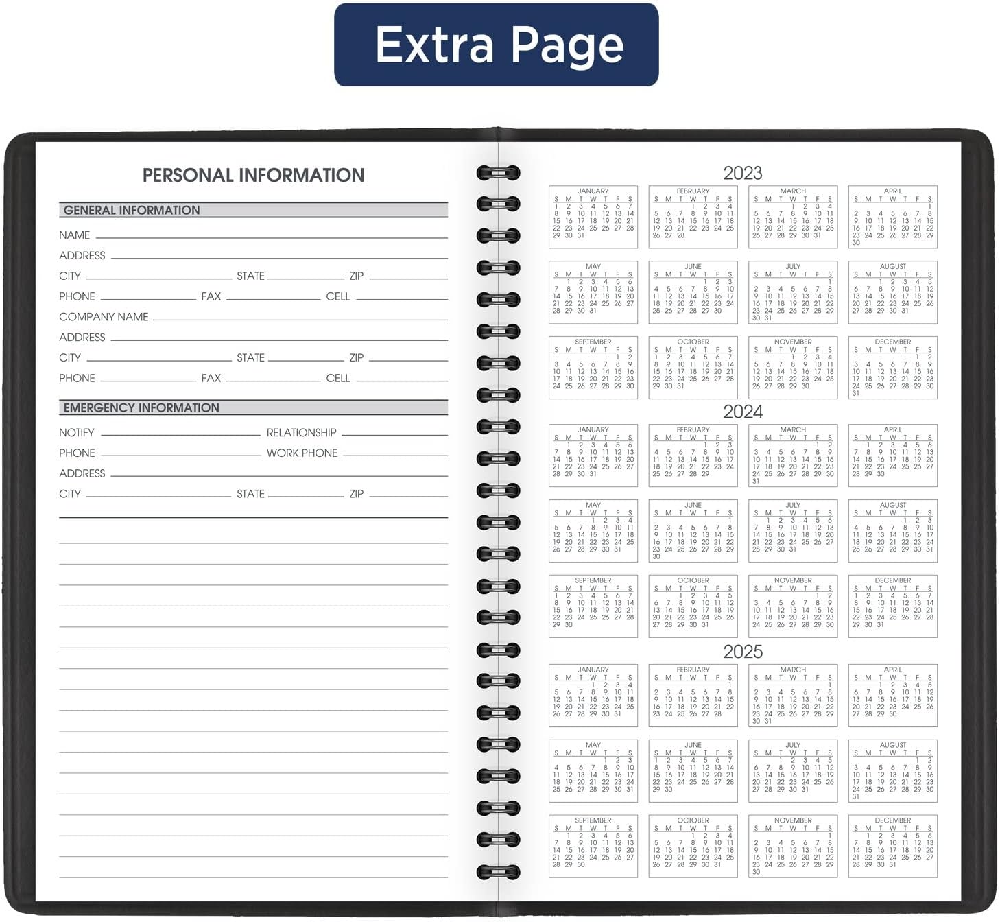 AT-A-GLANCE Agenda semanal de citas 2024, 5 x 8 pulgadas, pequeño, negro (701000524)