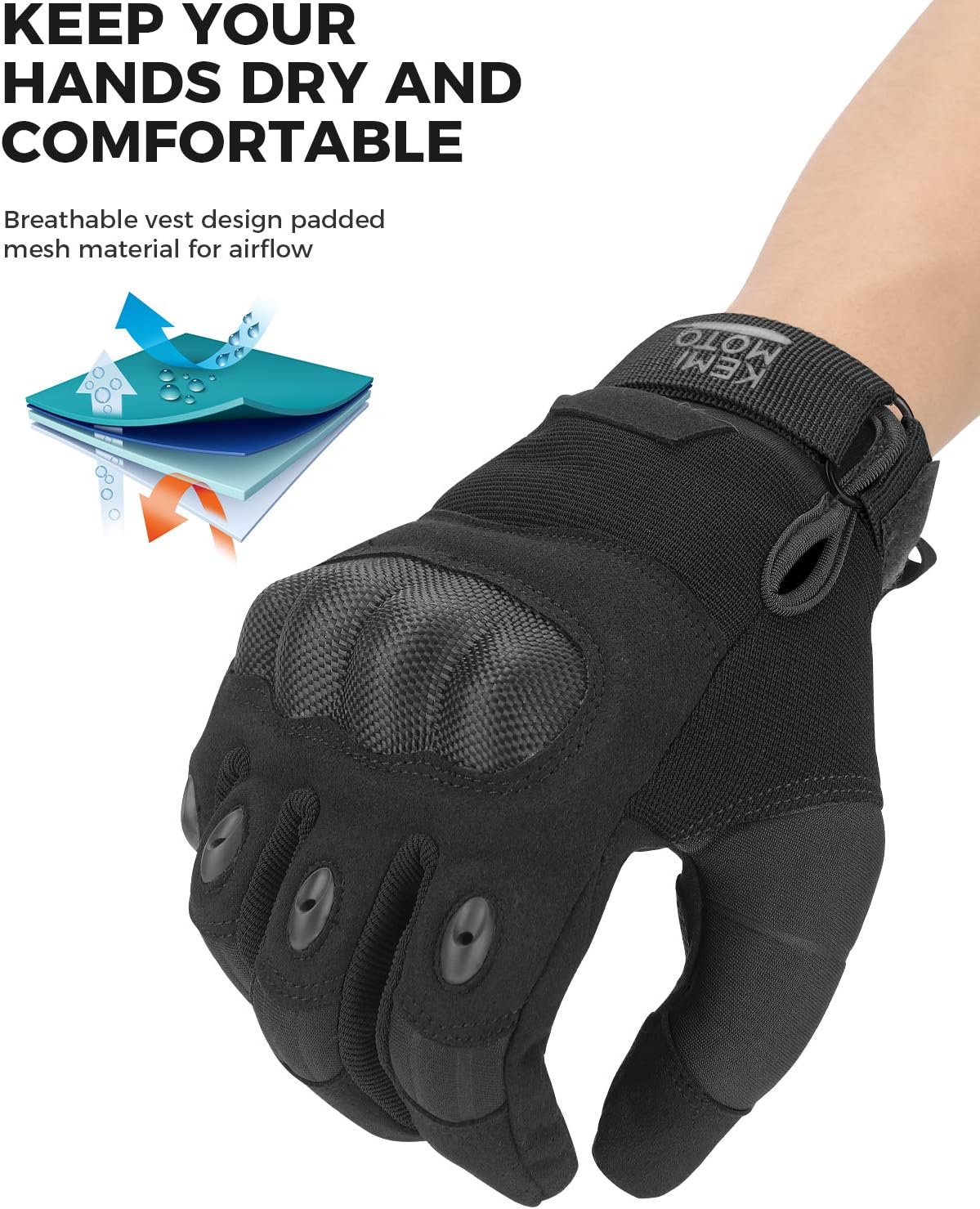 KEMIMOTO Guantes tácticos para hombres, guantes de motocicleta con pantalla táctil con carcasa dura y acolchado de palma para deportes al aire