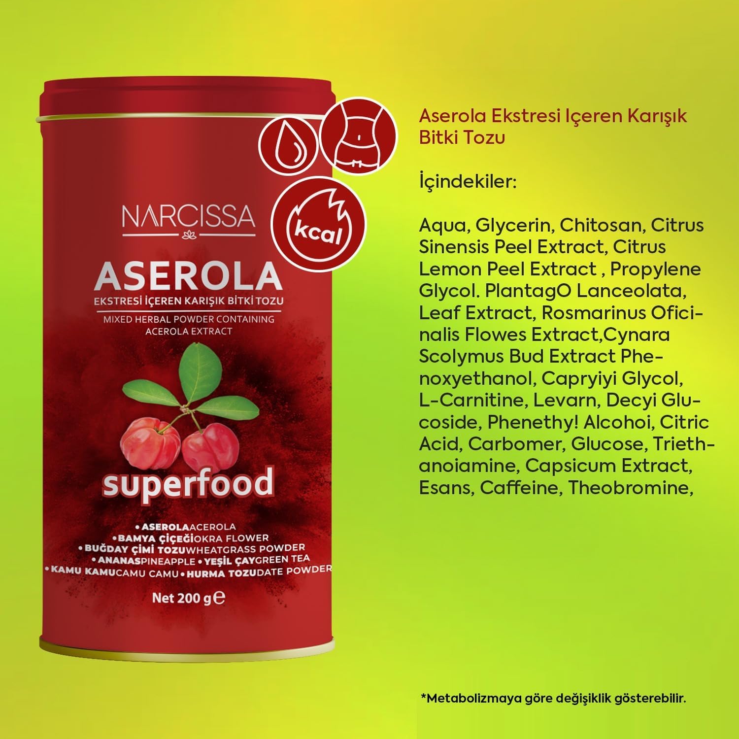 Polvo de hierbas mixtas que contiene extracto de acerola – Edema natural y reductor de hinchazón para la salud digestiva e imuna, deal Detox