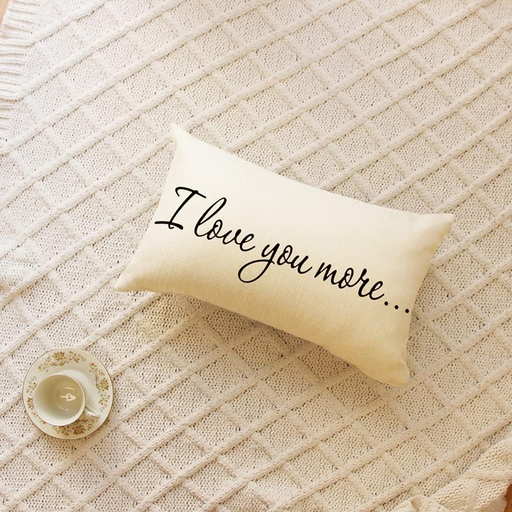 Ogiselestyle Fundas de almohada de granja con frases I Love You More de 12 x 20 pulgadas, fundas de almohada lumbares decorativas para el hogar,