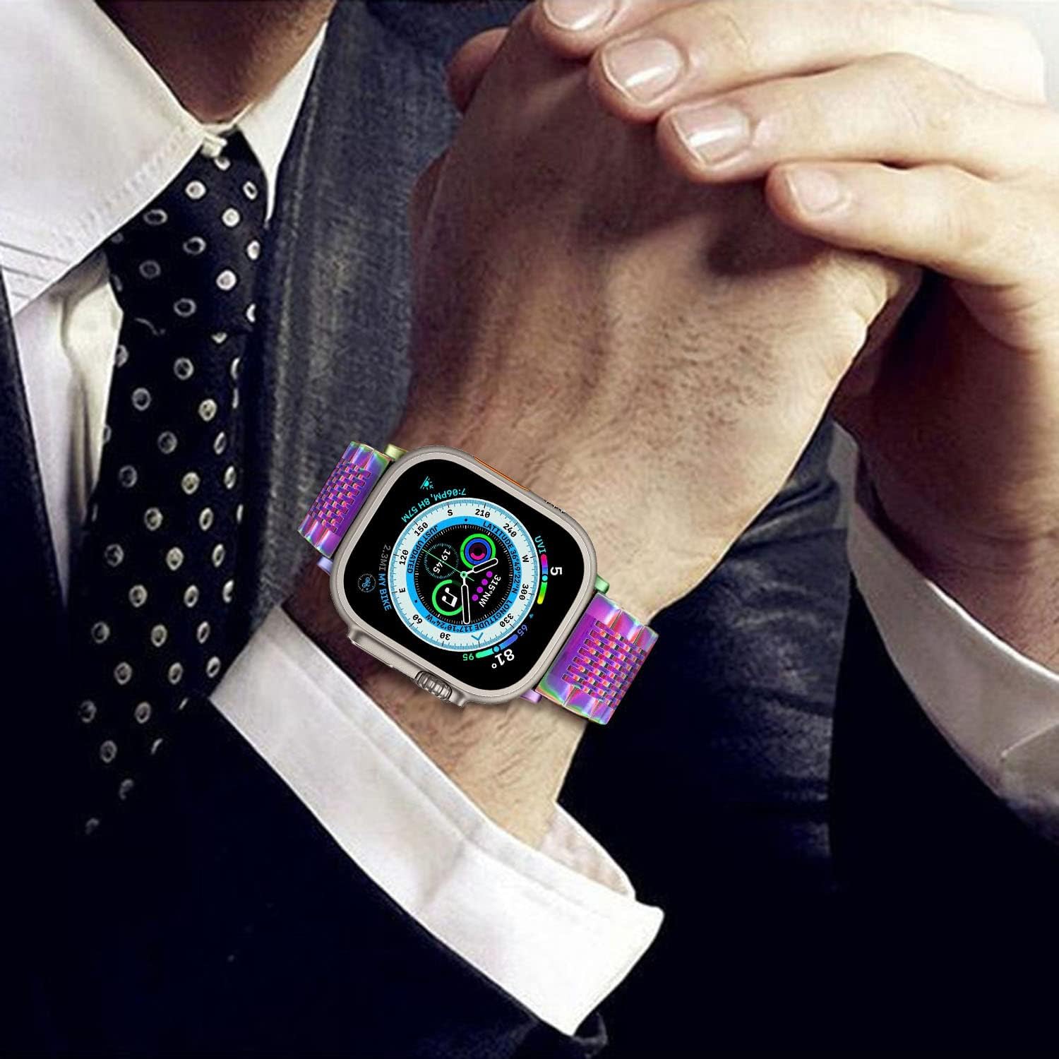 DEALELE Correas compatibles con iWatch de 1.496 in 1.654 in 1.575 in 1.732 in 1.614 in 1.772 in 1.929 in, correa de repuesto de metal de acero