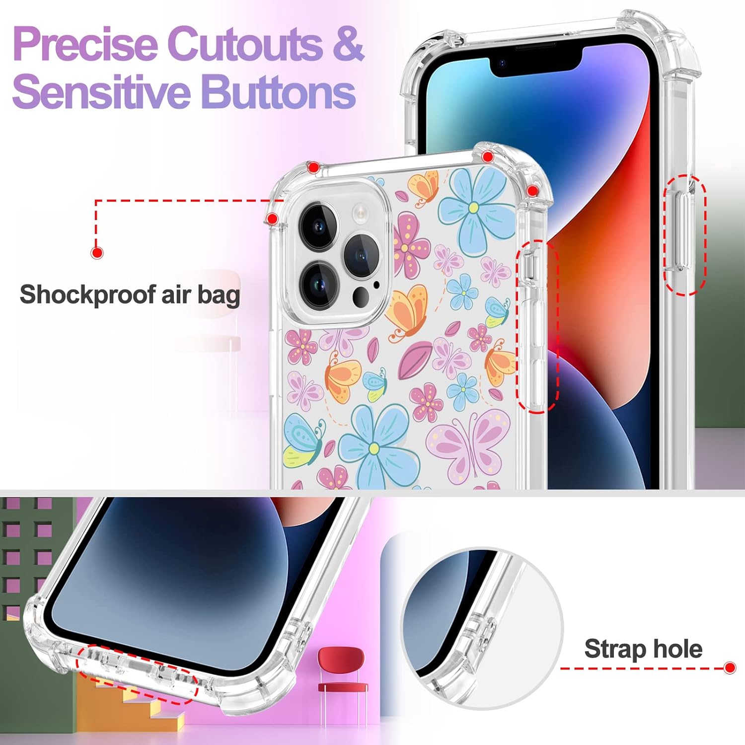 Funda para iPhone 13 Pro Max, TPU antiamarilleo, a prueba de golpes, funda de silicona antiarañazos para mujer, protección contra caídas, funda de