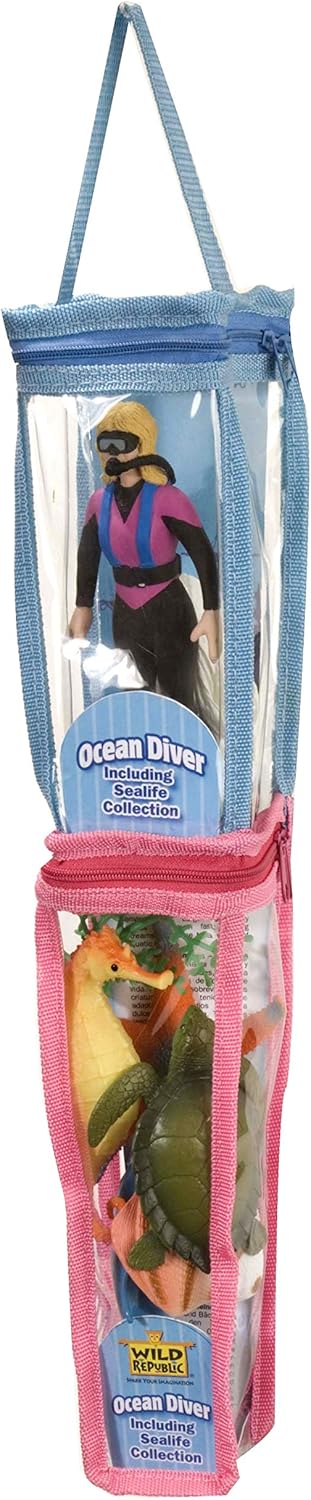 Wild Republic Figura de acción femenina tubo de buceo, juguetes oceánicos, recuerdos de fiesta bajo el mar, embalaje con cierre de cremallera, 7
