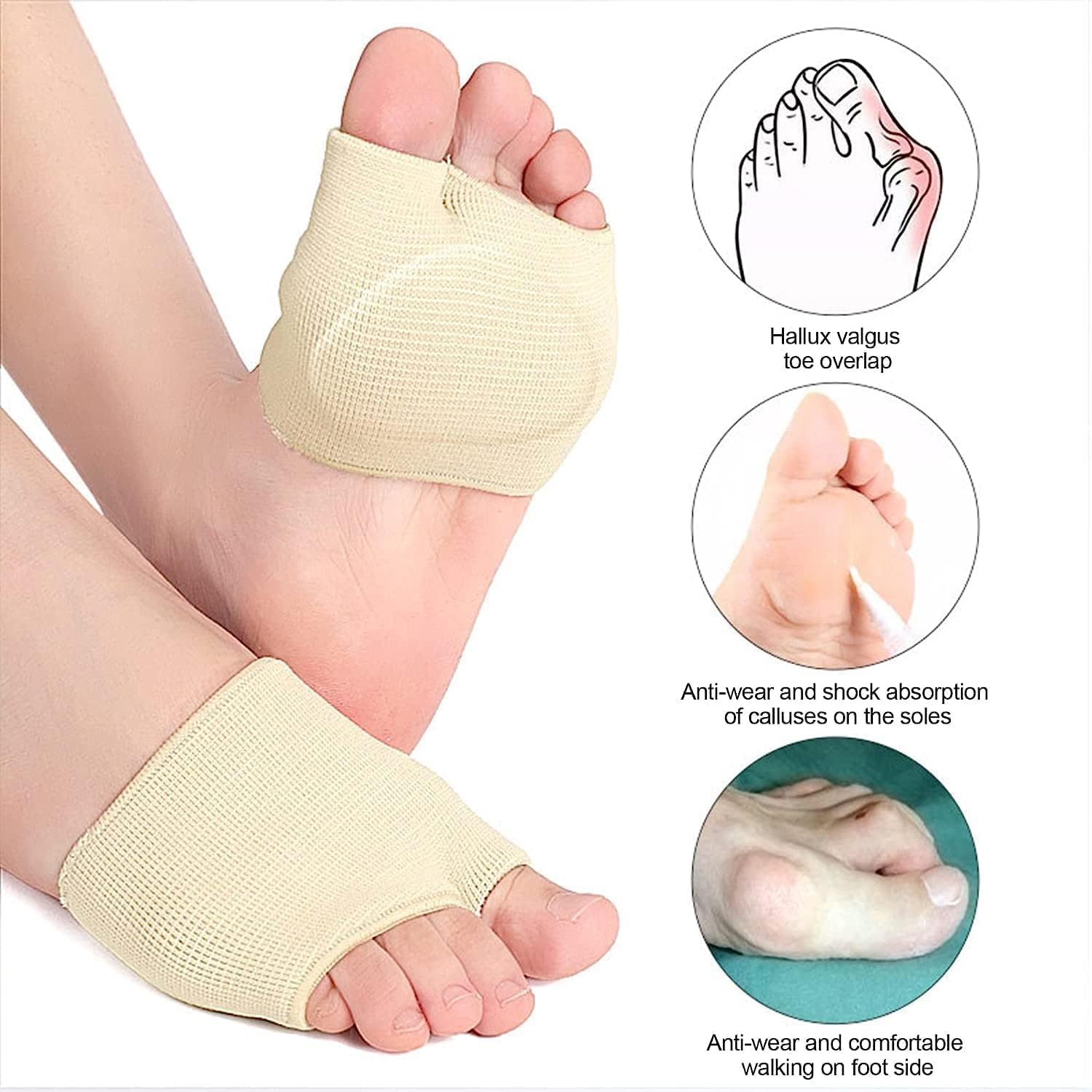 Almohadillas metatarsianas para mujeres y hombres, 2 piezas, cojines de bola de pie, almohadillas para pies para aliviar el dolor del neuroma de