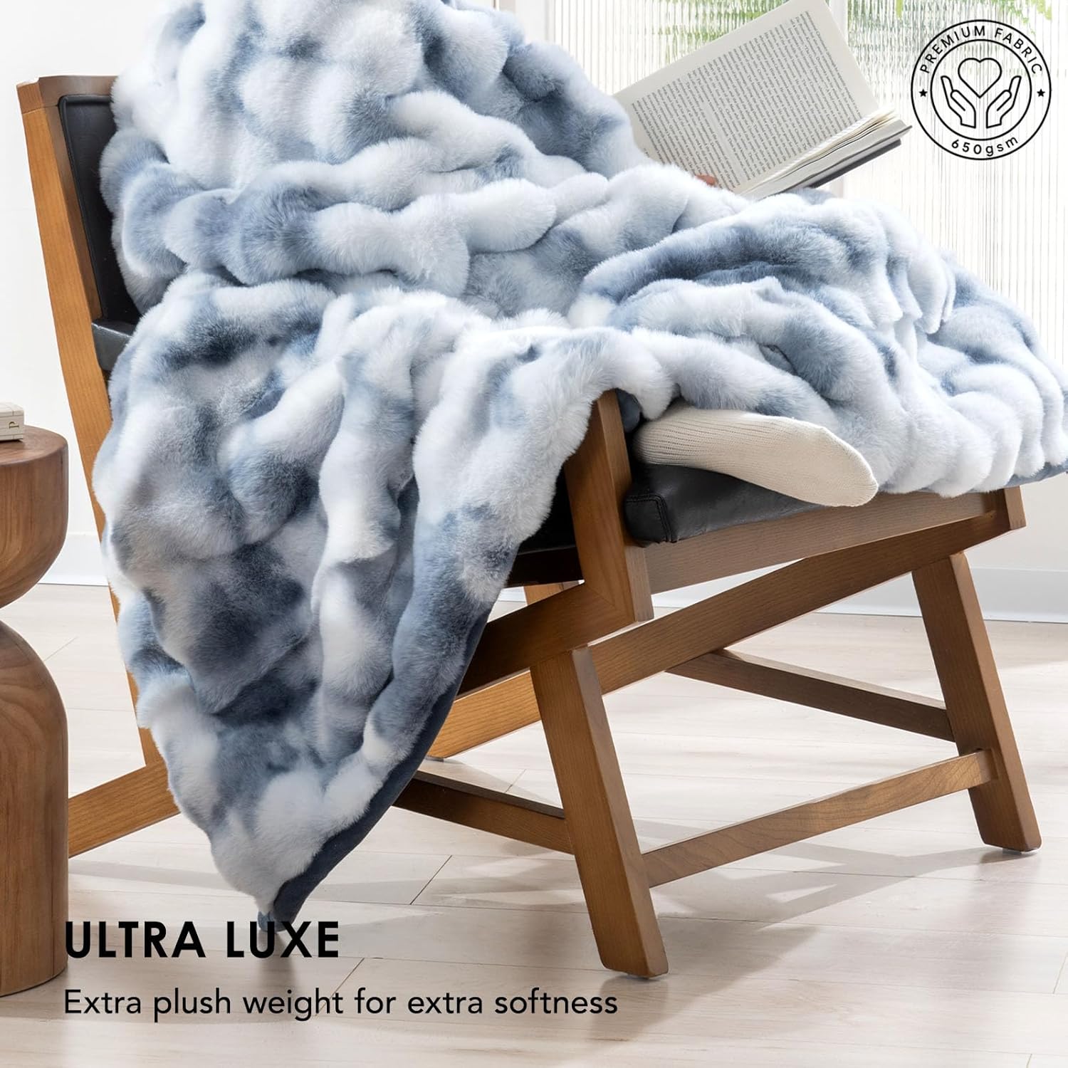 Manta ultrasuave y lujosa de piel sintética de conejo Ridgeline, manta gruesa y cálida para cama, acogedora manta reversible de felpa para sofá,