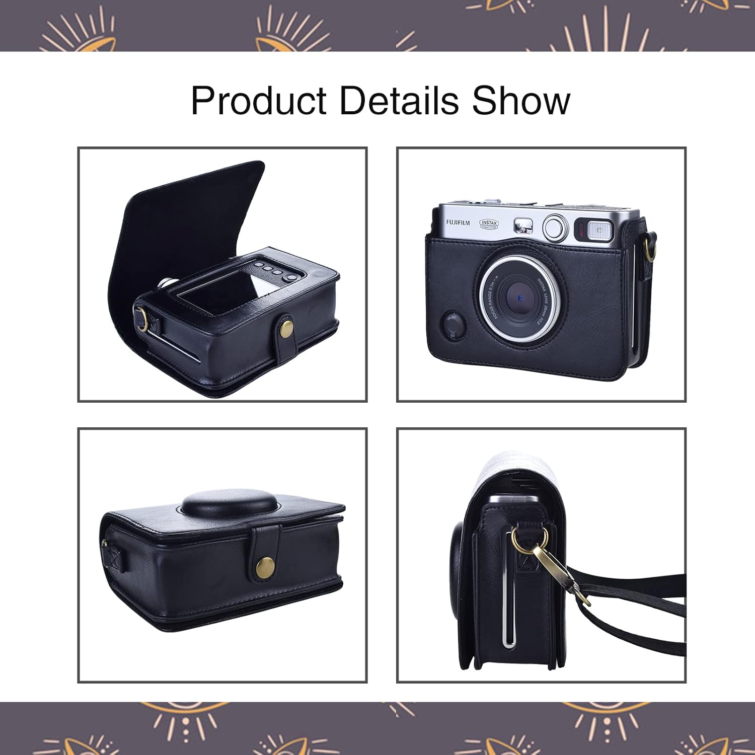 MUZIRI KINOKOO Instax Mini EVO – Funda protectora de piel sintética para cámara Fuji Instax Mini EVOPolaroid Mini EVO, con correa ajustable para el