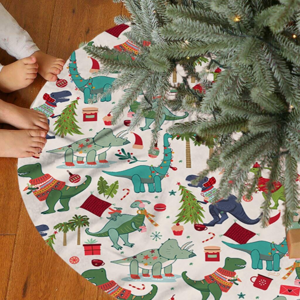 Falda de árbol de dinosaurio para el día de San Valentín, 36 pulgadas, bonita decoración de dinosaurio de Navidad para árbol, tapete de Navidad de