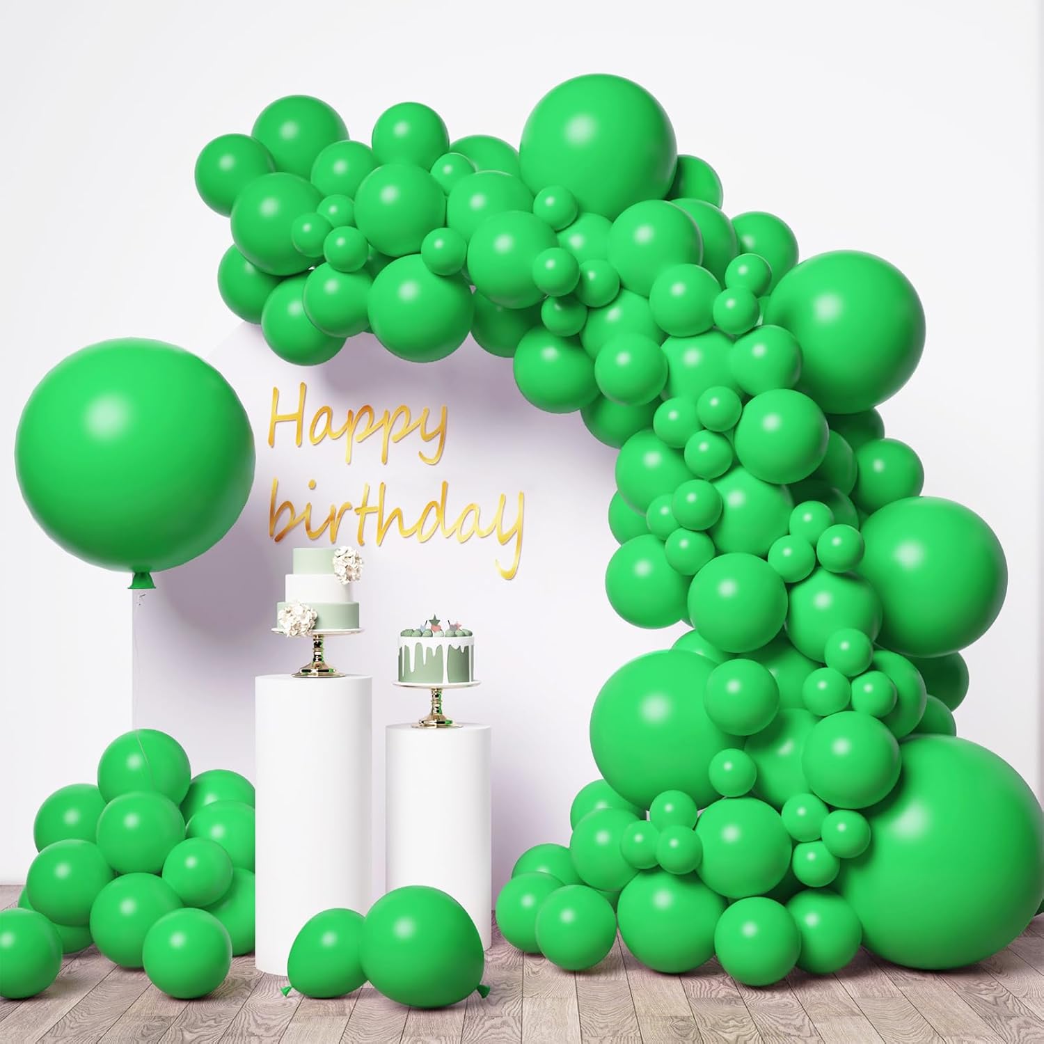 RUBFAC Globos verdes, 146 unidades de diferentes tamaños, paquete de 36, 18, 12, 10, 5 pulgadas para guirnalda de globos o arco de globos como