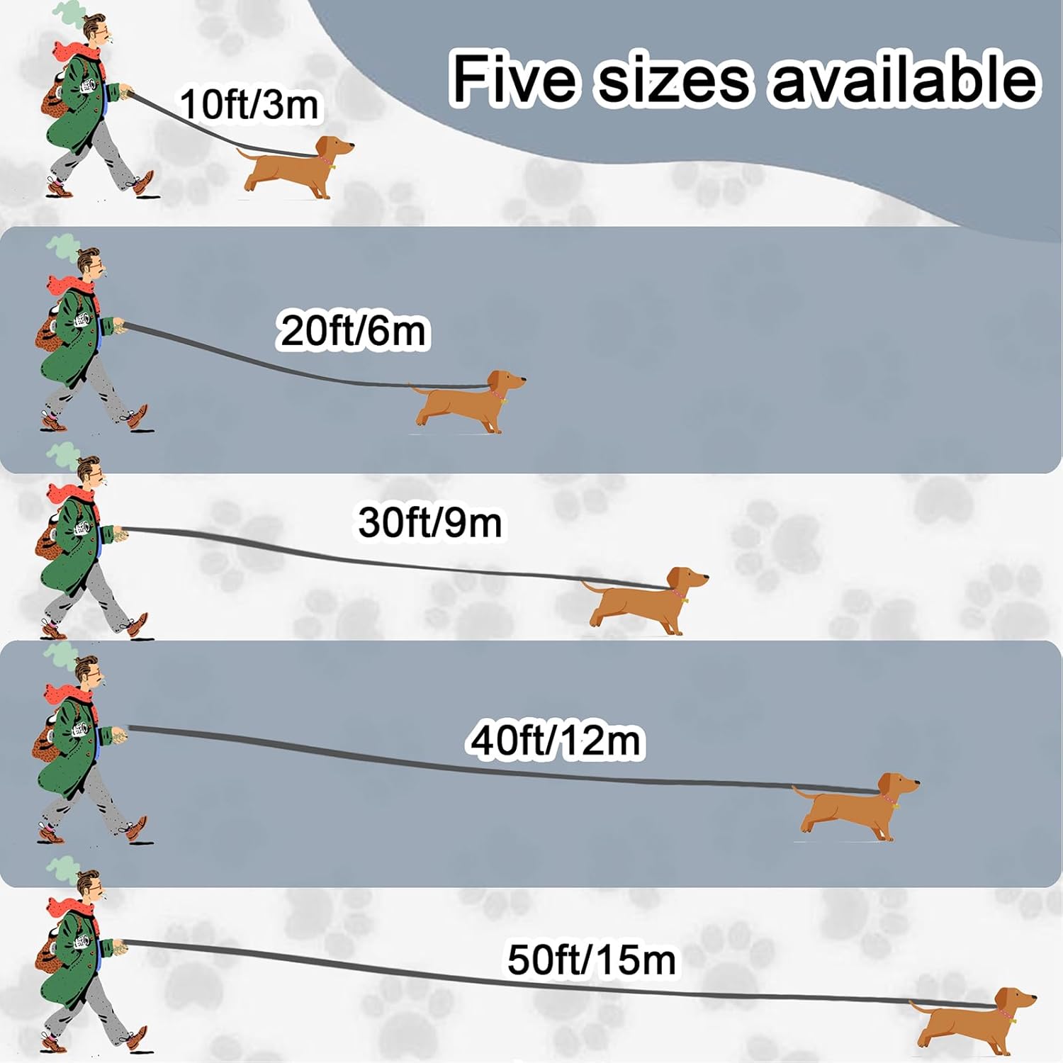 Correa impermeable para perro, cuerda de entrenamiento duradera para exteriores, correa larga de 10 pies, 20 pies, 30 pies, 40 pies, 50 pies, ideal