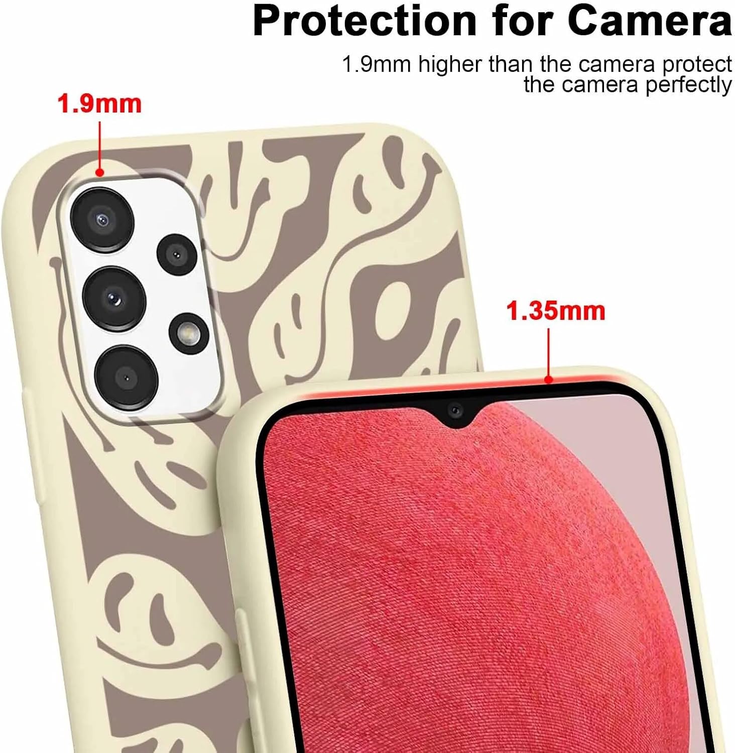 RUMDEY Paquete de 2 fundas de teléfono para Samsung Galaxy A32 5G de 6.5 pulgadas, diseño de sonrisa linda, silicona suave, delgada, TPU, a prueba