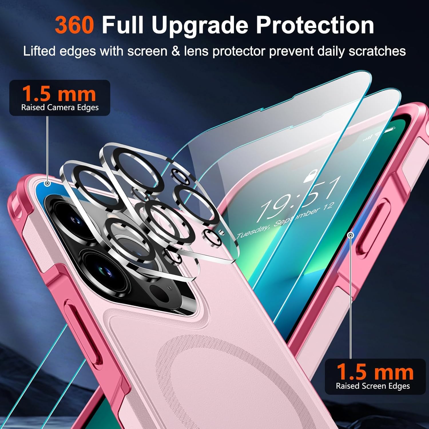 SUPFINE Funda magnética para iPhone 13 Pro (compatible con MagSafe) (protección contra caídas de grado militar de 10 pies), 2X (protector de