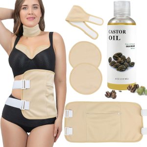 Aceite de ricino orgánico prensado en frío sin refinar, paquete de aceite de ricino con correa ajustable y bolsillo, kit de aceite de ricino Aceite de ricino orgánico prensado en frío sin refinar, paquete de aceite de ricino con correa ajustable y bolsillo, kit de aceite de ricino