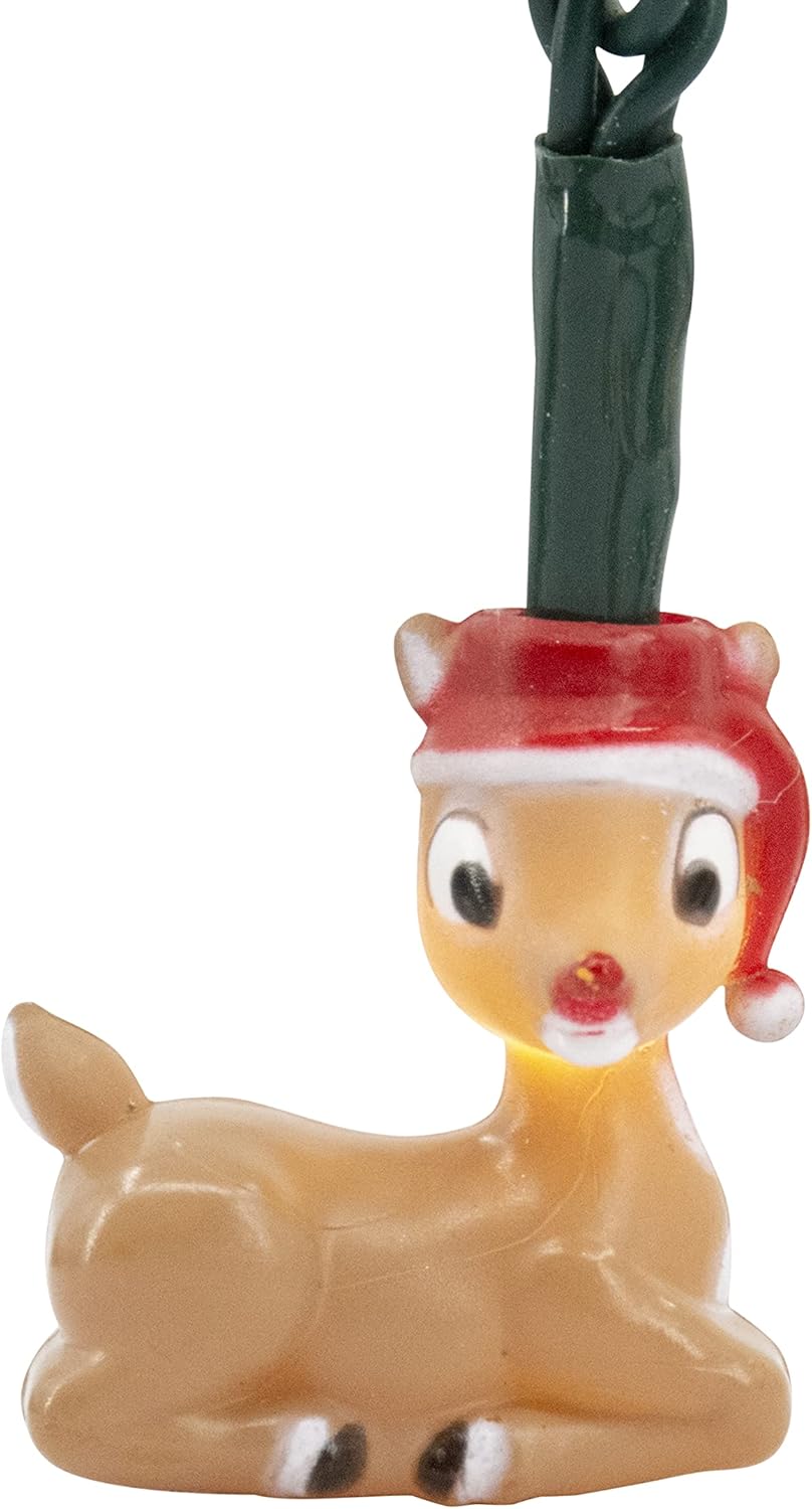 ProductWorks Rudolph in Santa Hat – Cadena de luces LED de batería de 20 unidades de encendidoapagadocentelleotemporizador