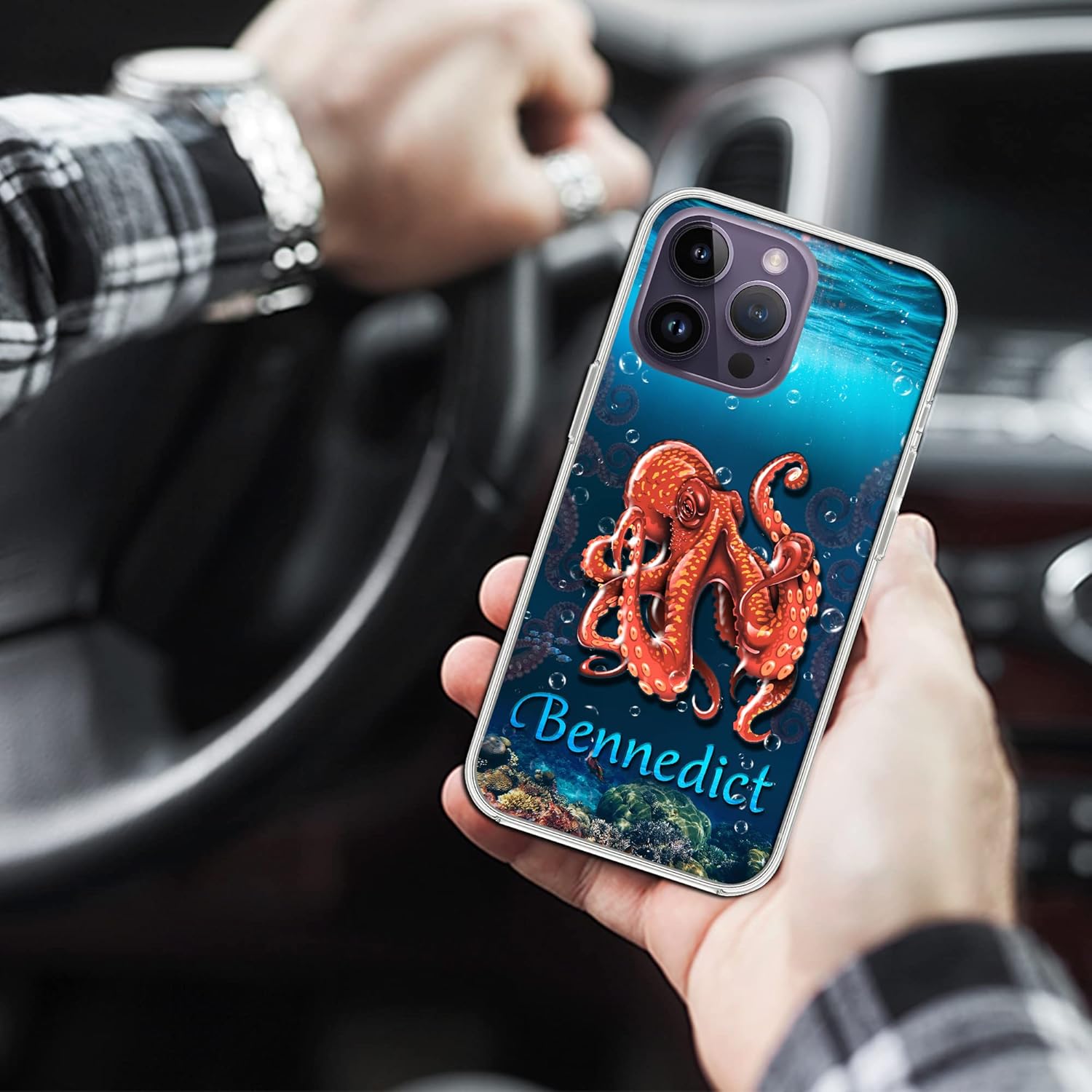 Funda de teléfono personalizada con temática de Octopus Octopus Ocean, compatible con iPhone 15, 14, 13, 12, 11, X, Xs, Xr, 8, 7, 6s, Mini Pro Max