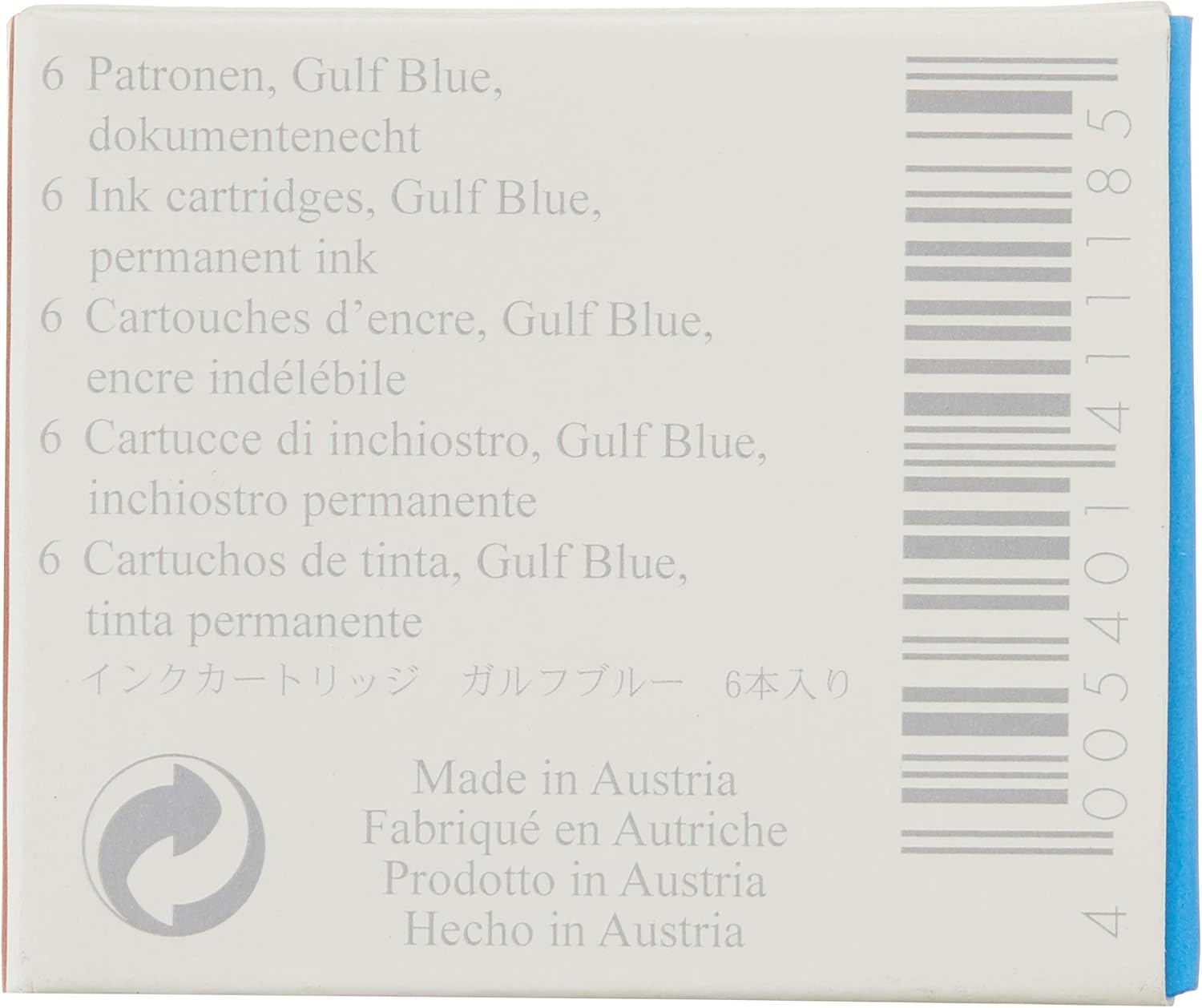 Graf von Faber-Castell 6 cartuchos de tinta Azul del Golfo, 141118