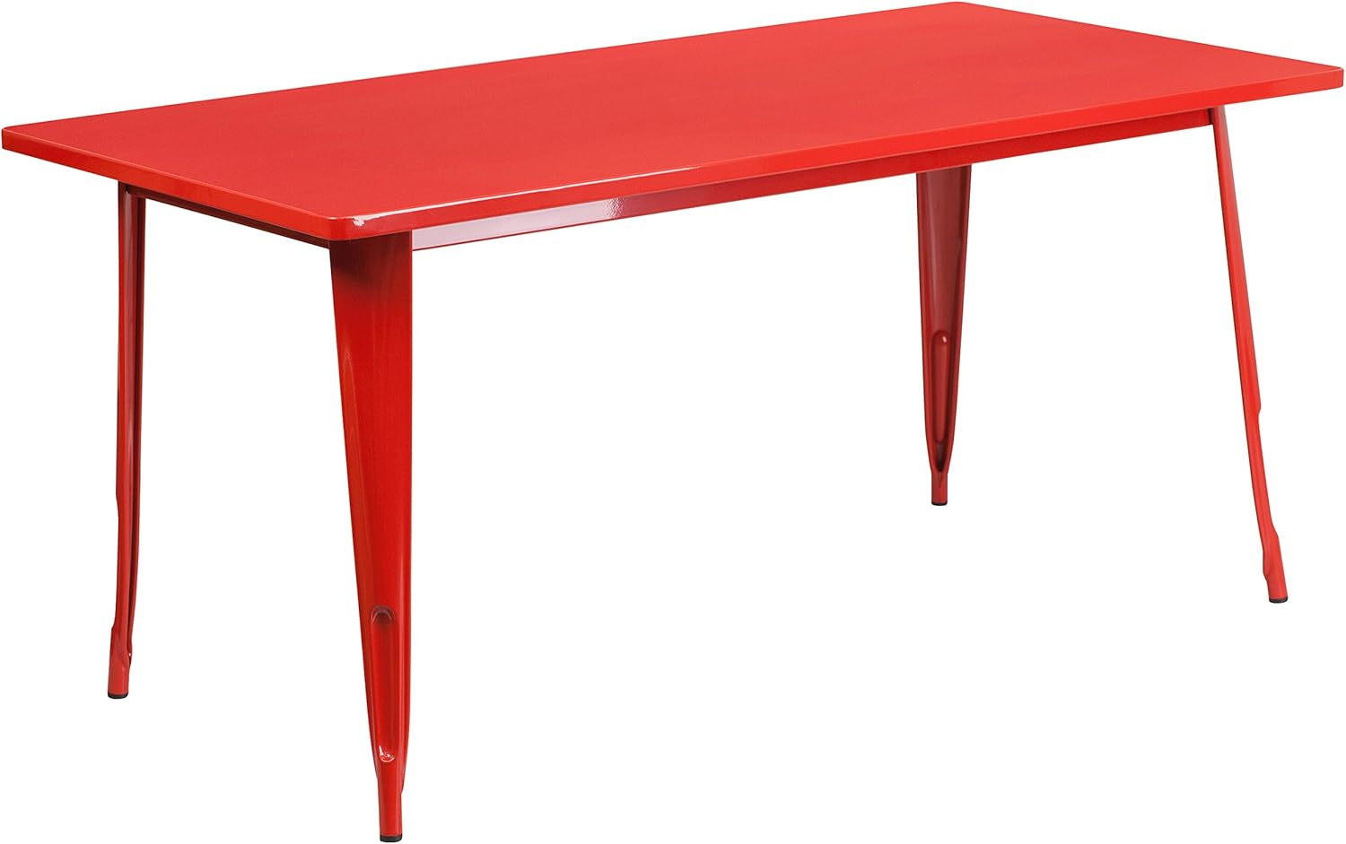 Flash Furniture – Mesa rectangular de metal para interior o exterior (31.5 x 63.0 pulgadas), NA, Rojo