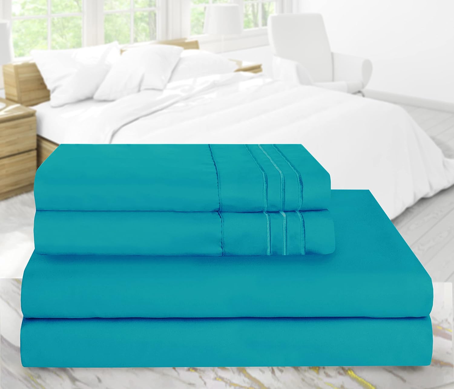 Juego de sábanas tamaño individual XL, sábanas y fundas de almohada de 4 piezas para hotel de lujo de la serie 1800, sábanas ultrasuaves,