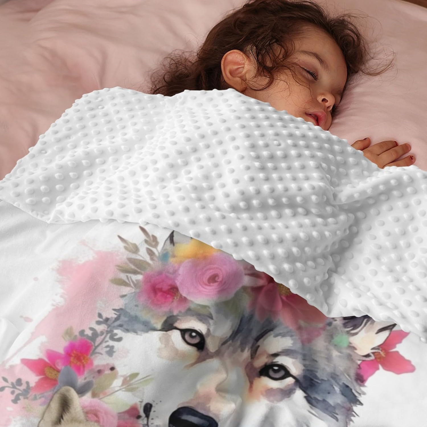 Manta personalizada con nombre, mantas de bebé personalizadas para niñas, manta de felpa suave de lobo minky, manta de bebé con respaldo punteado,