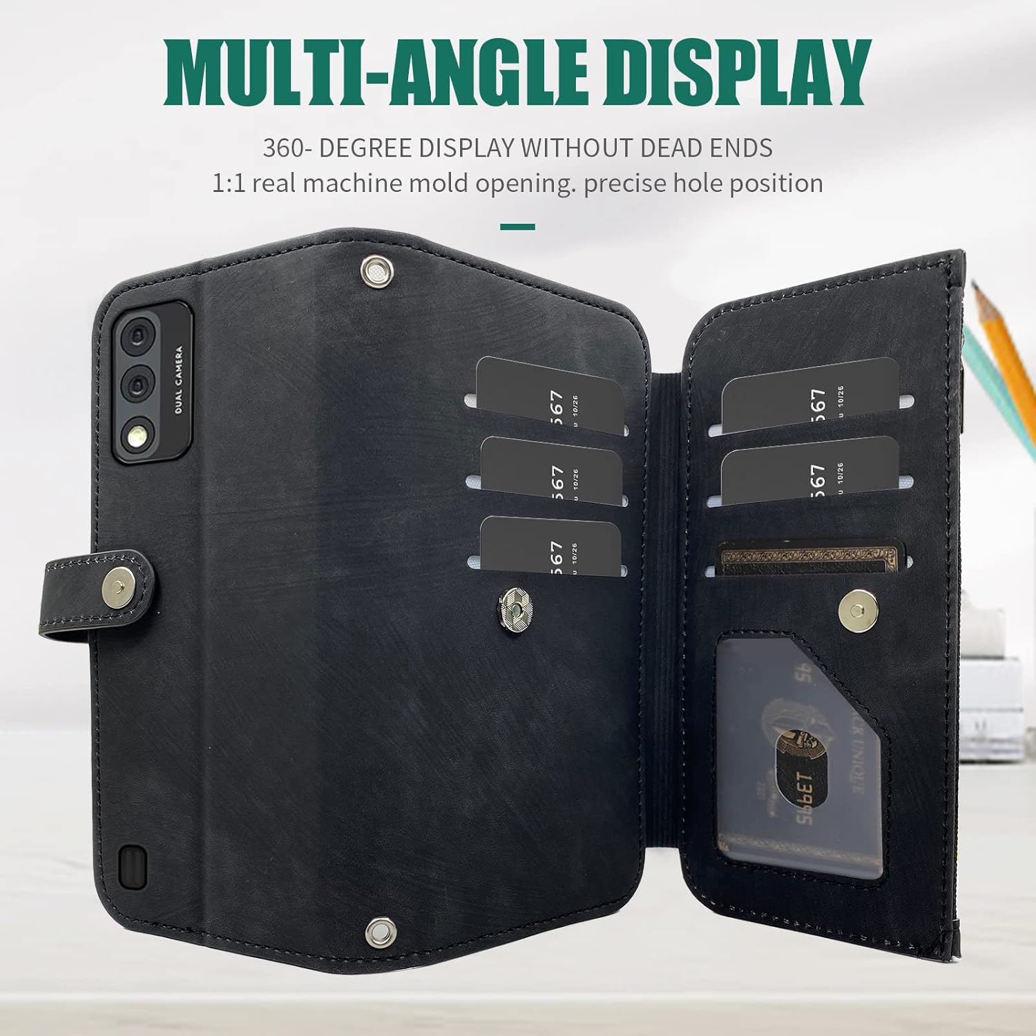 Compatible con Wiko Ride 3 – Funda tipo cartera con 9 ranuras para tarjetas, soporte de cuero retro, soporte para tarjetas, accesorios para