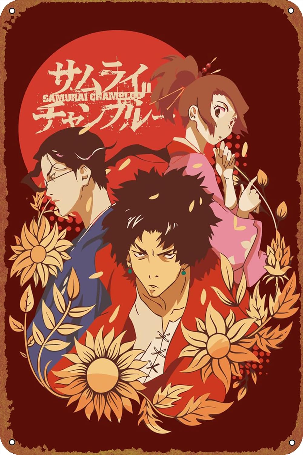 KIVYYB Samurai Champloo – Póster de metal con placa de metal, estilo vintage, pub, cafetería, bar, hogar, decoración de pared, póster retro de 8 x