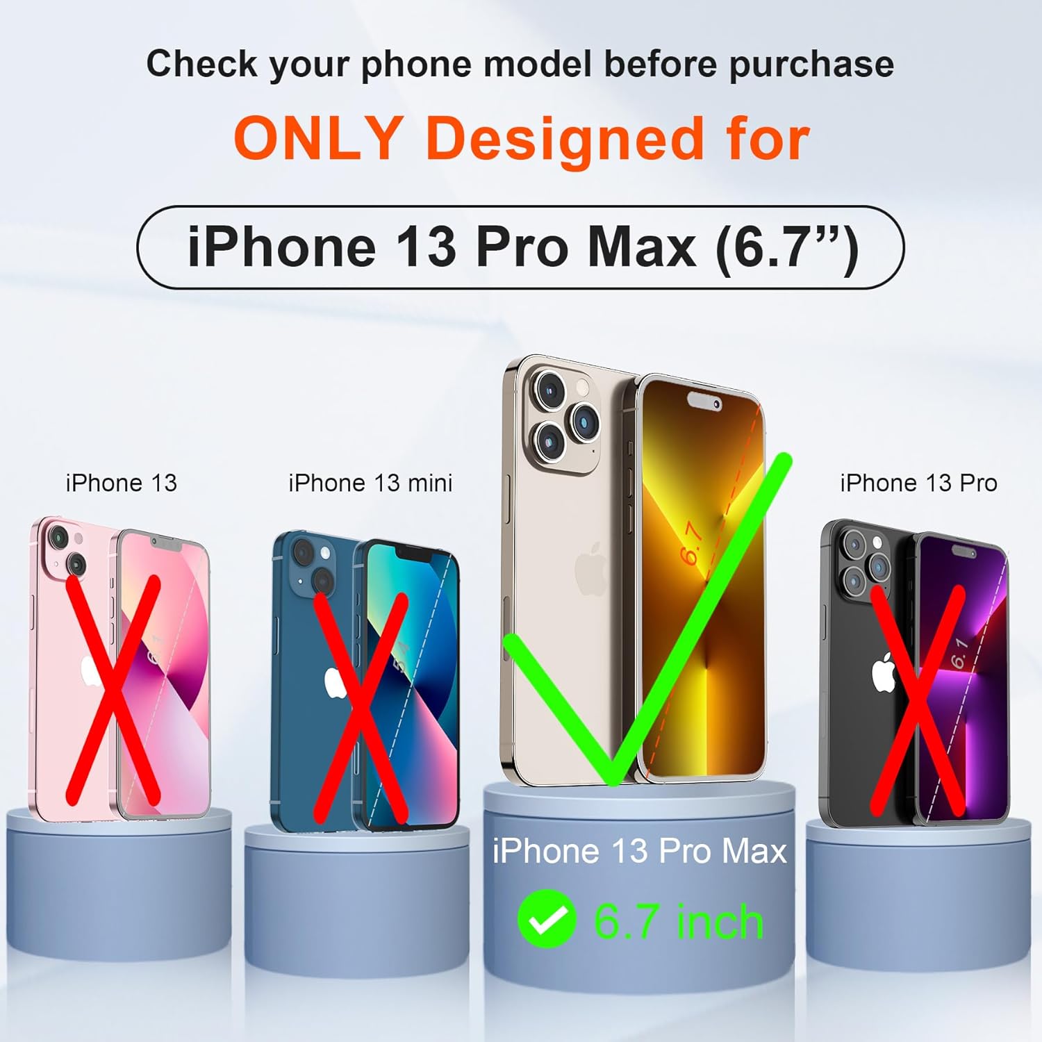 ORETECH Funda para iPhone 13 Pro Max, con 2 protectores de pantalla prueba de caídas de grado militar de 10 pies protección de cámara 360 a prueba