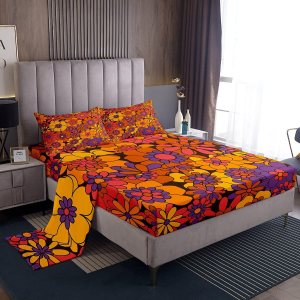 Erosebridal Juego de sábanas para adultos y mujeres, tamaño Queen, vintage, bohemio, hippie, flores, juego de ropa de cama con diseño botánico Erosebridal Juego de sábanas para adultos y mujeres, tamaño Queen, vintage, bohemio, hippie, flores, juego de ropa de cama con diseño botánico