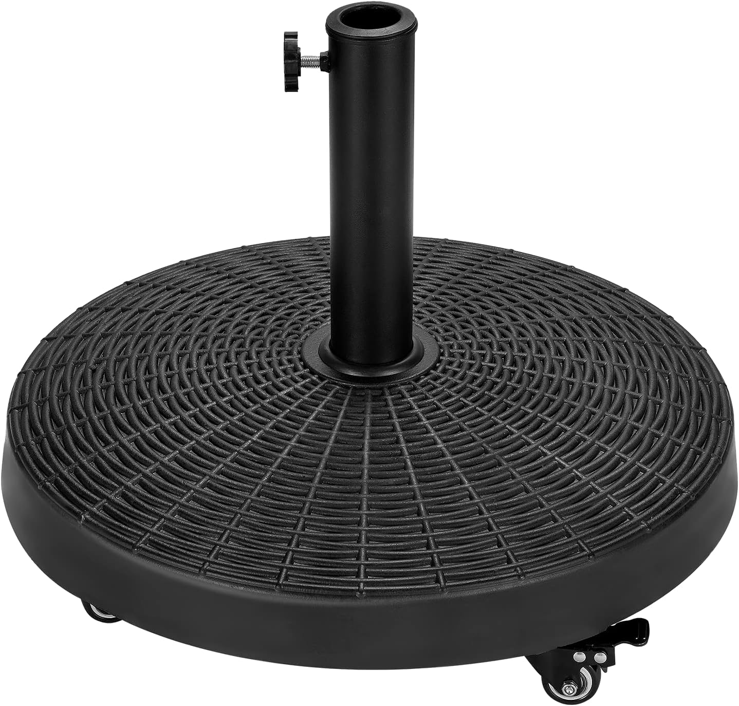 EROMMY Base de sombrilla de 52 libras, soporte de paraguas con ruedas frenables, base de sombrilla de patio resistente para exteriores de 1.5 a 1.89