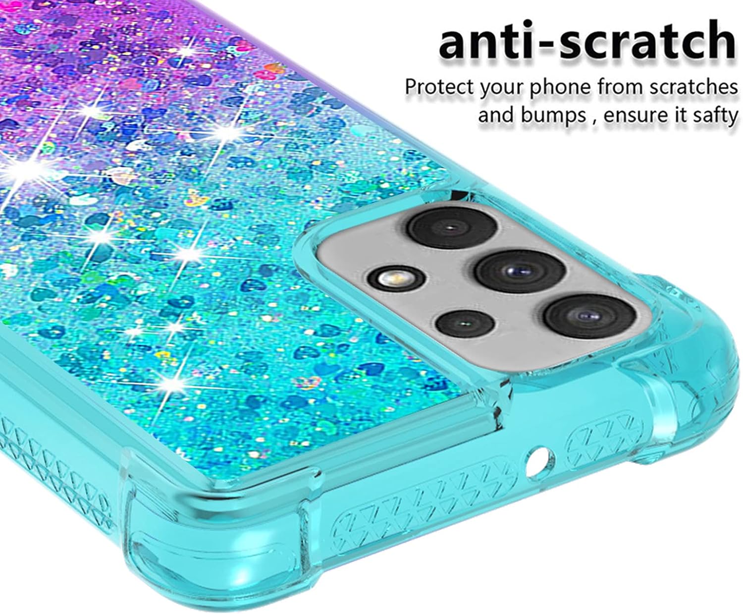 CCSmall Funda para Samsung Galaxy A32 4G (no 5G) para mujer, diseño de arena movediza transparente con purpurina y purpurina líquida flotante de TPU