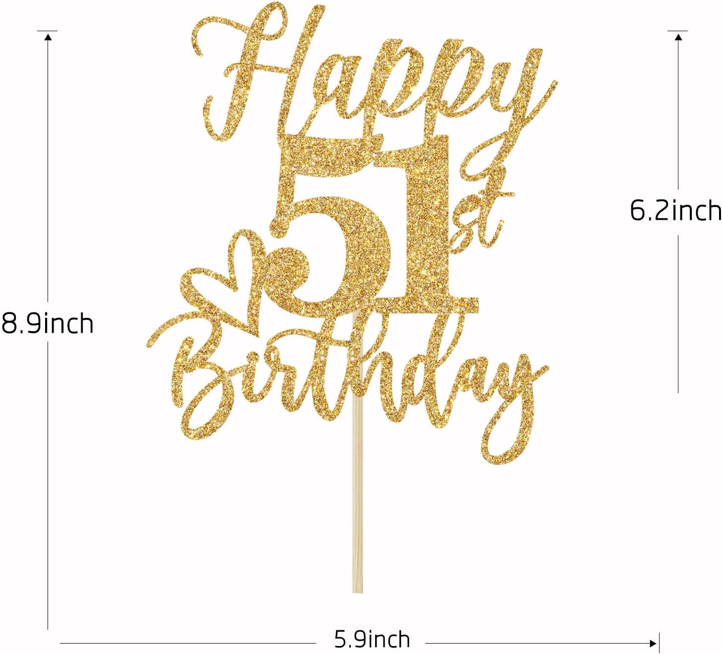 Decoración para pastel de cumpleaños número 51, decoraciones de cumpleaños 51 para mujereshombres, saludos a 51 años, Hello 51, suministros de
