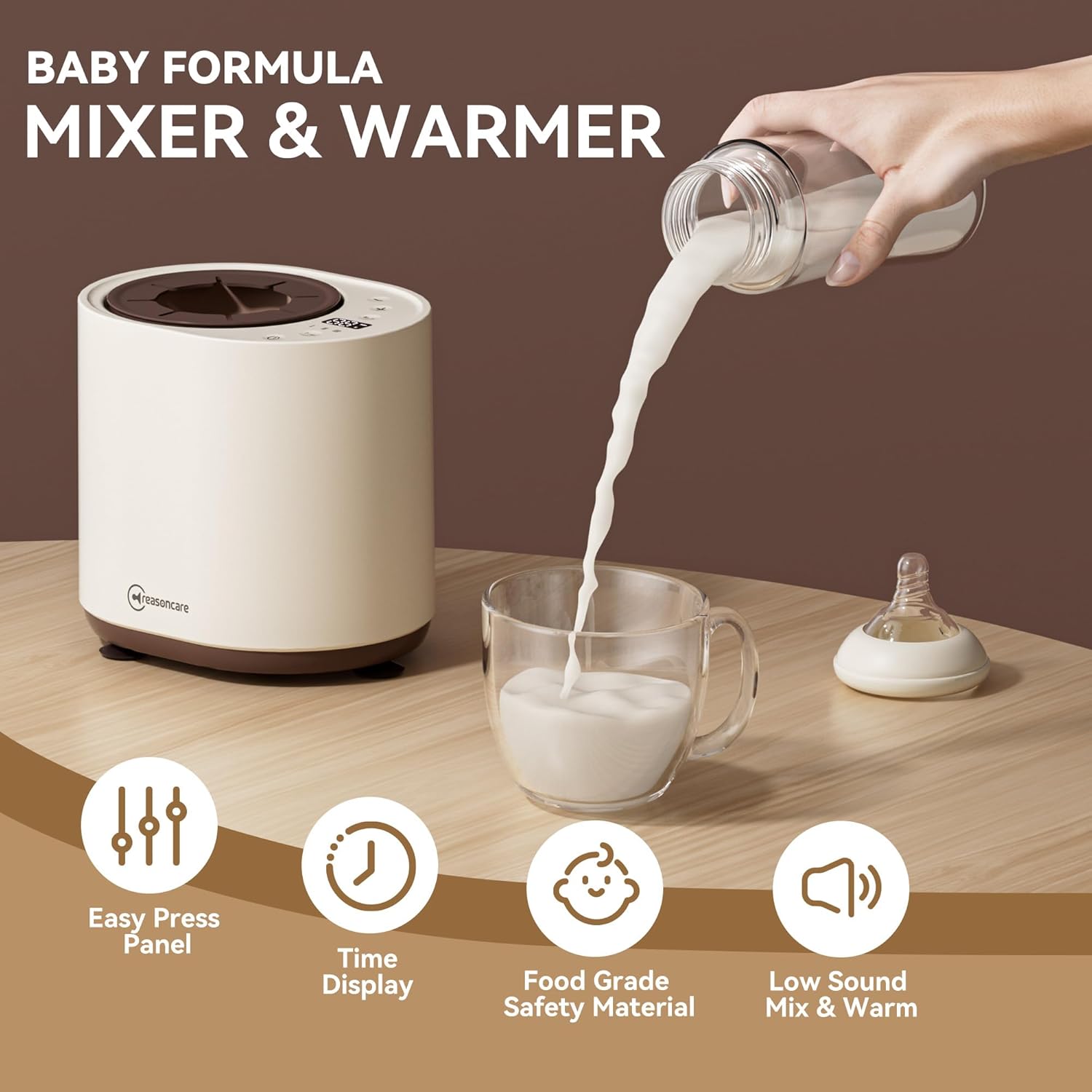 Dispensadores y mezcladores de fórmula para bebés, mezcla de leche de 3 engranajes, menos burbujas, menos bultos para evitar la flatulencia del