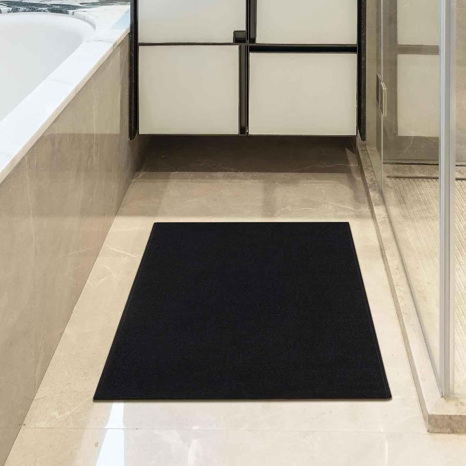 Sweethome Collection – Tapete de goma con respaldo de goma, 2 pies 3 pulgadas x 3 pies, color negro