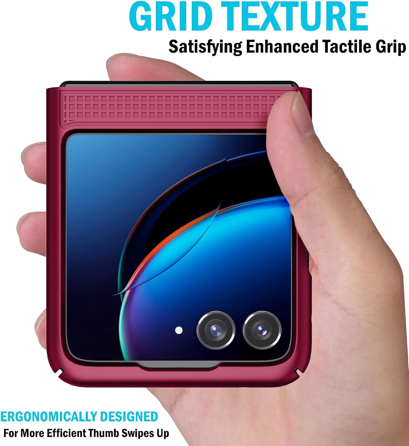 Nakedcellphone – Funda con clip para Motorola RAZR+ 2023, textura de cuadrícula cubierta rígida delgada y giratoriatrinquete Funda de cadera para