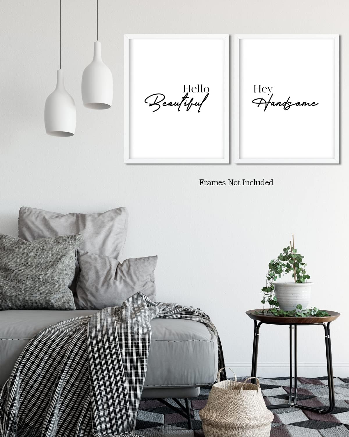 Hello Beautiful, Hey Handsome – Impresiones artísticas para pared (juego de 2)  Decoración de dormitorio principal para parejas  Impresiones de