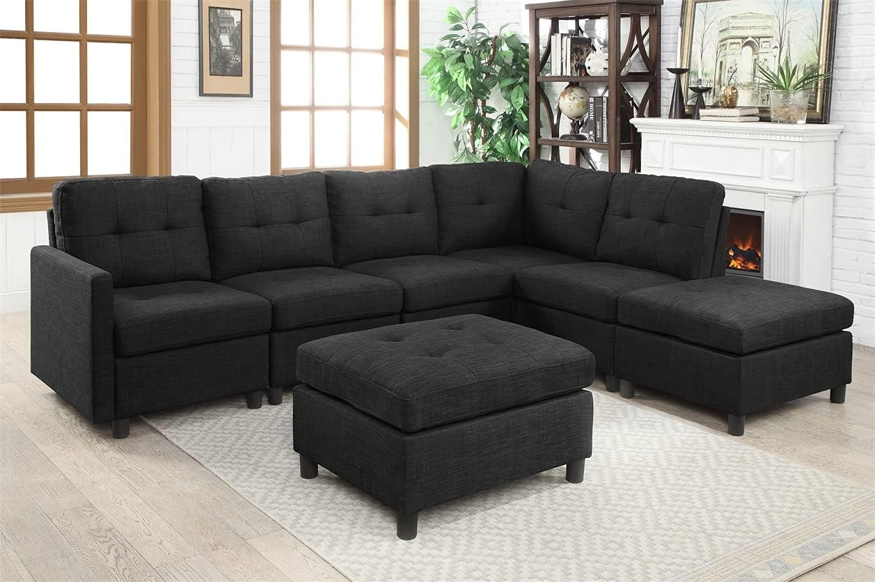 BEEY Asientos de brazo izquierdo para sofá seccional modular,Silla orientada al brazo izquierdo,Gris oscuro