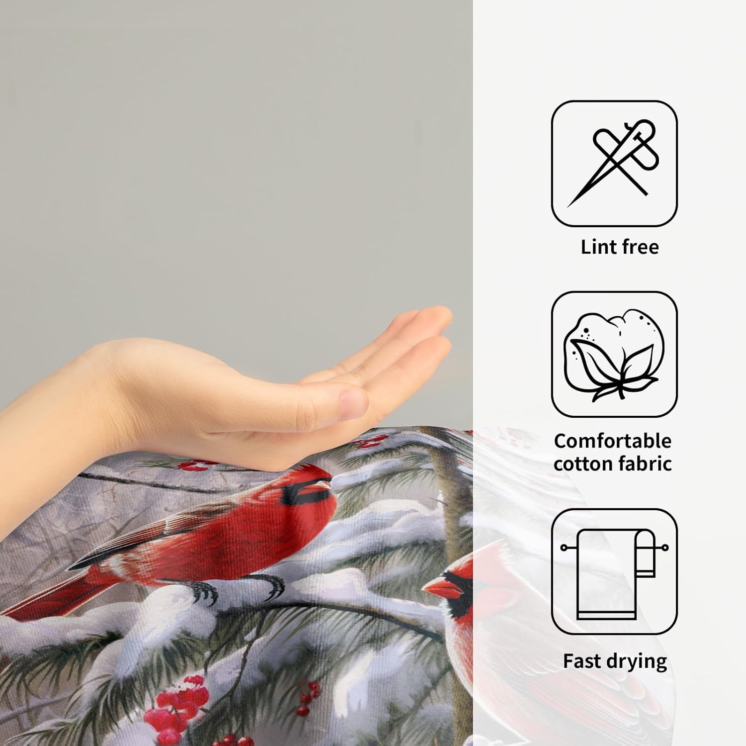 Red Bird – Juego de 2 toallas de mano decorativas para baño, diseño de bayas de invierno, suaves y absorbentes, para el hogar, cocina, gimnasio