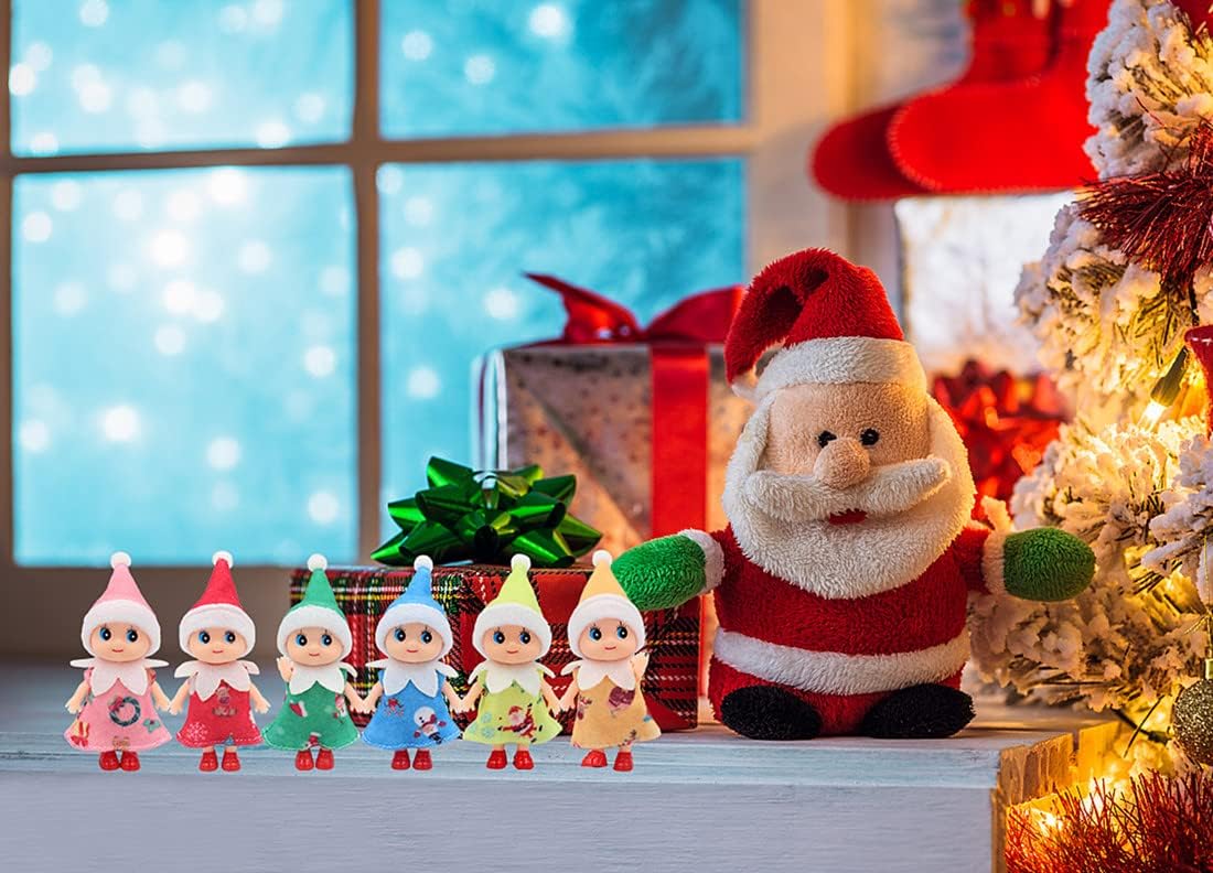 Pequeña decoración de muñeco elfo de Navidad  Regalo para bebé recién nacido  Muñecas de elfo para niña y niño (vestido rosa)