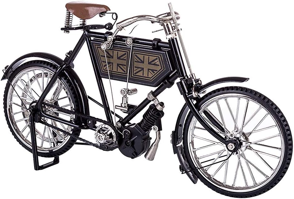 Lingxuinfo Modelo de bicicleta vintage de metal 3D, kit de construcción de bicicletas simuladas para ensamblaje, ornamento mecánico retro para