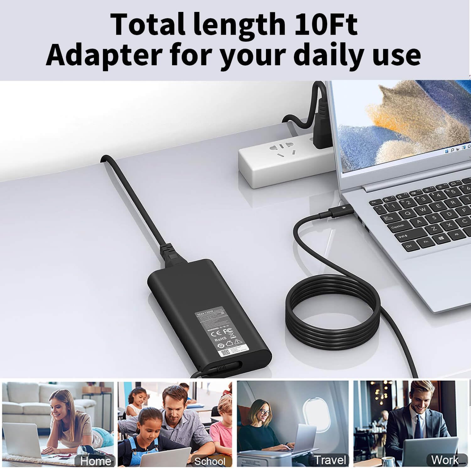 Cargador de repuesto para laptop Dell de 130 W, adaptador de CA USB C para Dell XPS 15 9500 9510 XPS 17 9700 Precision 5530 5550 3560 Latitude 7420